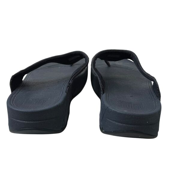 FitFlop Novy Suede Toe-Post Sandals Size 9 Blue Embellished Thong Wedge Comfort - Picture 5 of 8